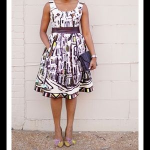 Kate Spade Havana Mid Length Flare Dress Size 10